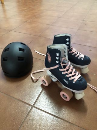 Patines niña 4 ruedas + casco, num 34
