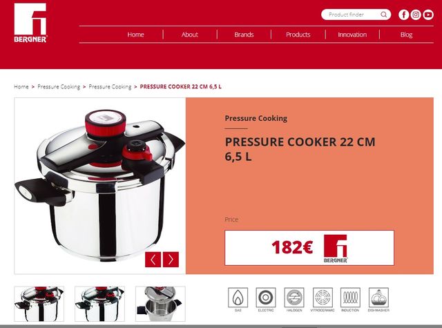 Olla presión rápida 6l. Cierre simple.