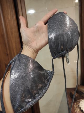 Reggiseno costume argento metallizzato