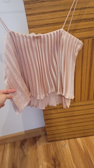 Top plisado rosa raso Mango