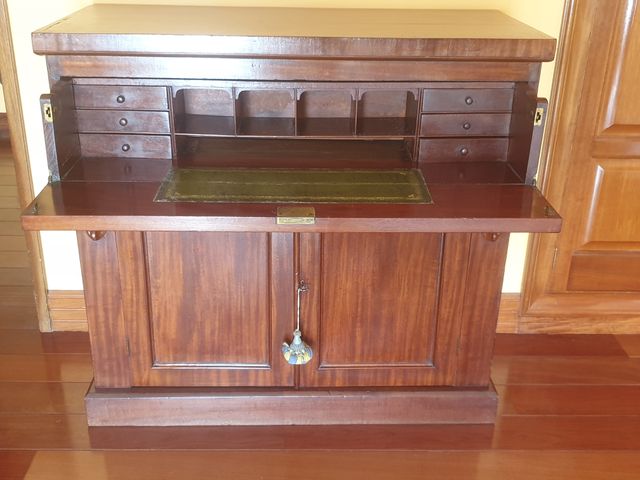 BURO ESCRITORIO VICTORIANO COMODA PLEGABLE CAOBA