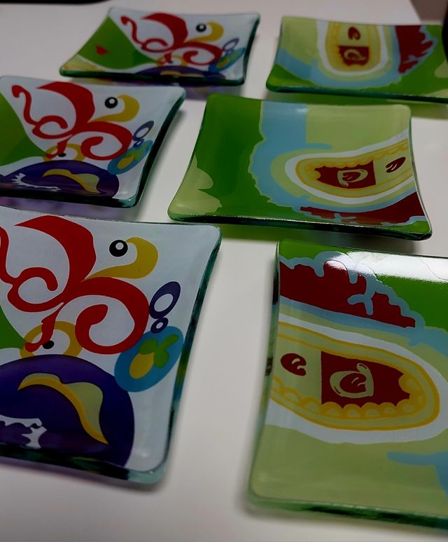 set 6 piattini vetro decorativi