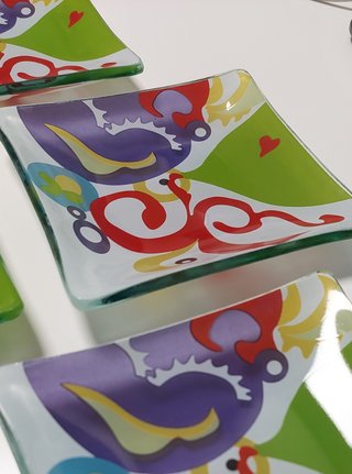 set 6 piattini vetro decorativi