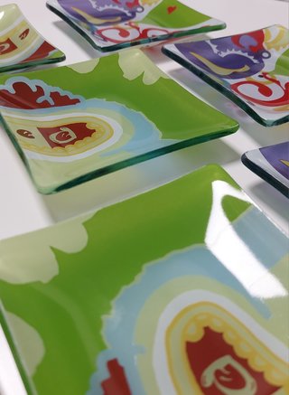 set 6 piattini vetro decorativi