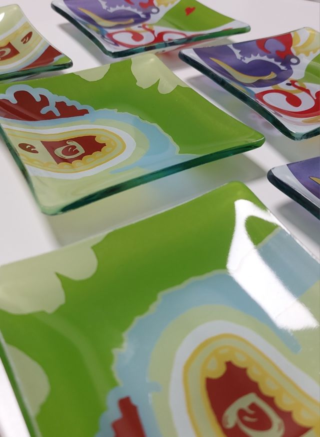 set 6 piattini vetro decorativi