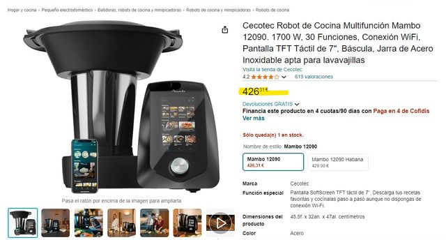 ROBOT COCINA CECOTEC HABANA 1290 NUEVO!