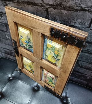 Contra ventana antigua decorada a mano