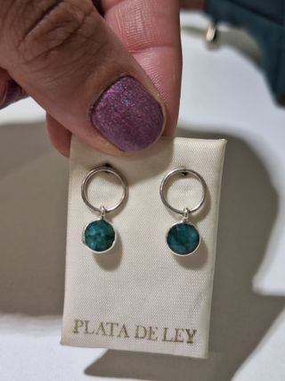 Pendientes plata y esmeralda