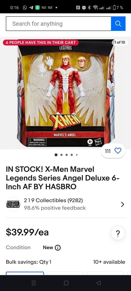 Figura Marvel X-Men Angel Comic Serie Legends