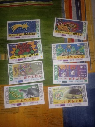 Cupones lotería de la ONCE antiguos 1996 1997