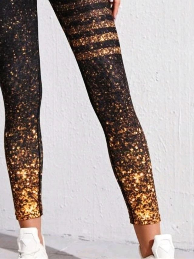 Shein leggings nero tg S effetto stelle