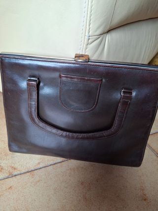 borsa in pelle anni 70 colore marrone