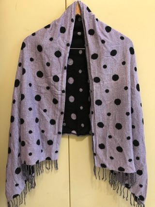 Sciarpa scialle double-face lurex frange nero 