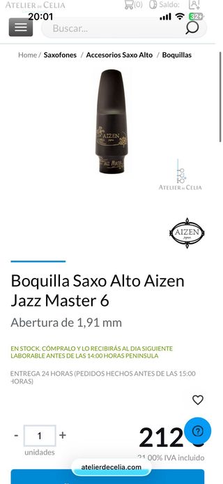 Boquilla saxofon alto Aizen Jazz Master 6