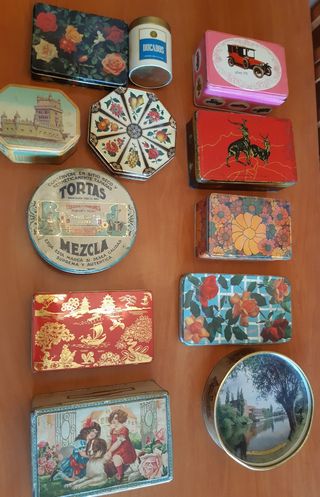 Lote antiguas cajas chapa