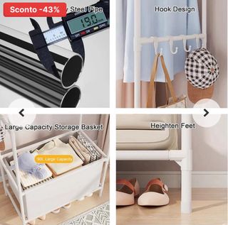 Stand Appendiabiti in metallo Multifunzionale