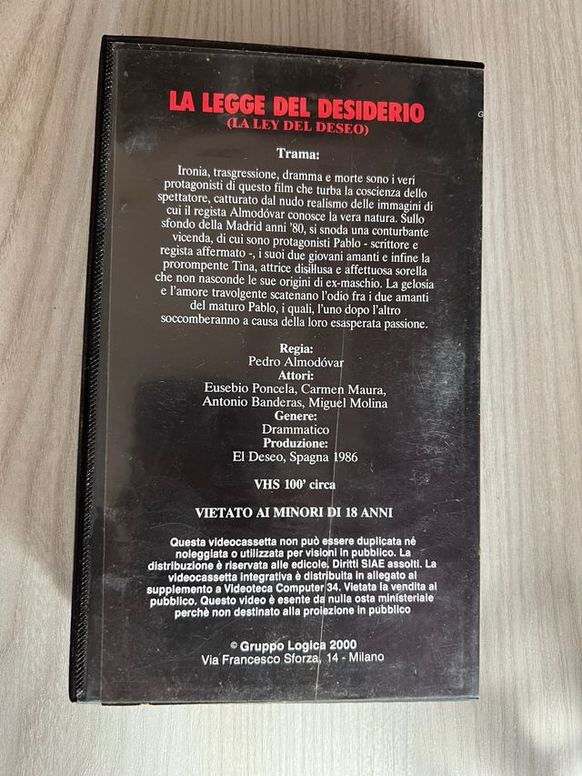 Vhs film La legge del desiderio