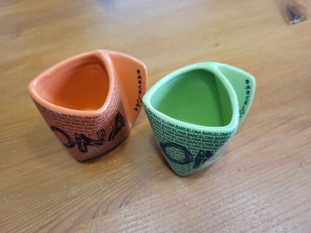 2 tazzine da caffè Barcellona verde arancione