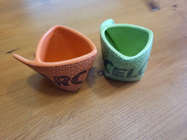 2 tazzine da caffè Barcellona verde arancione