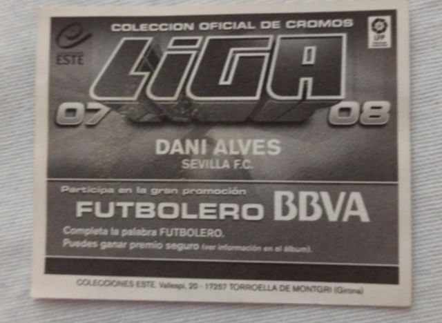 Cromo fútbol Dani Alves Sevilla 2007-08