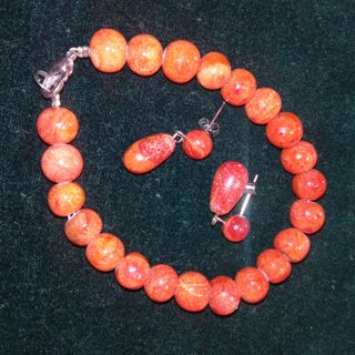 🔥 Pulsera e Pendientes vintage in Coral