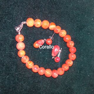 🔥 Pulsera e Pendientes vintage in Coral