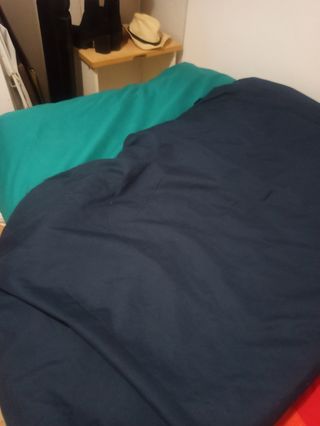 Edredon con fundaverde y azul regalo almoada