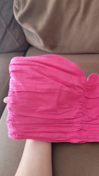 Top bandeau lino rosa Zara