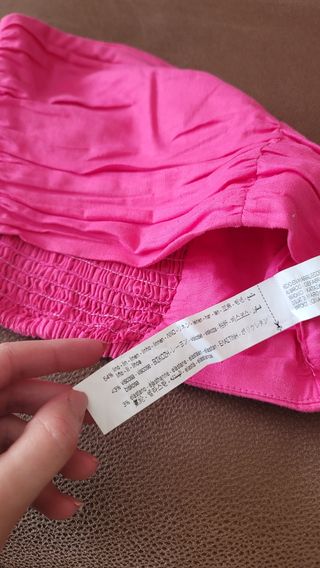 Top bandeau lino rosa Zara