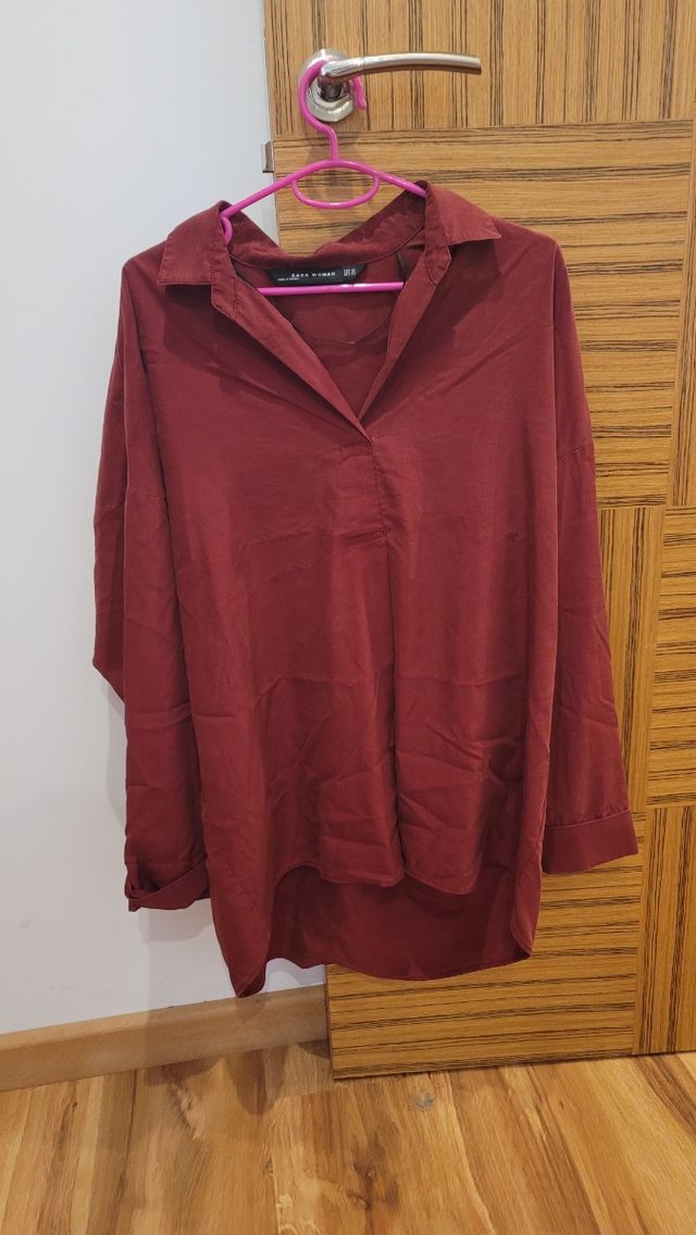 Camisa blusa granate oversize Zara