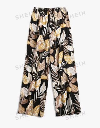 Pantalón de pierna ancha estampado tropical