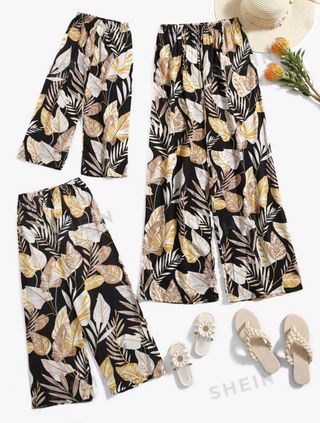 Pantalón de pierna ancha estampado tropical