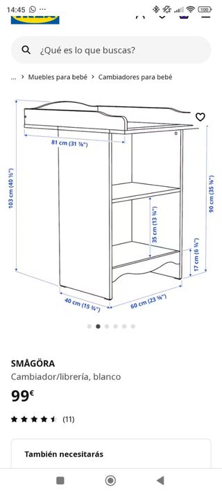 Cambiador/librería SMÅGÖRA