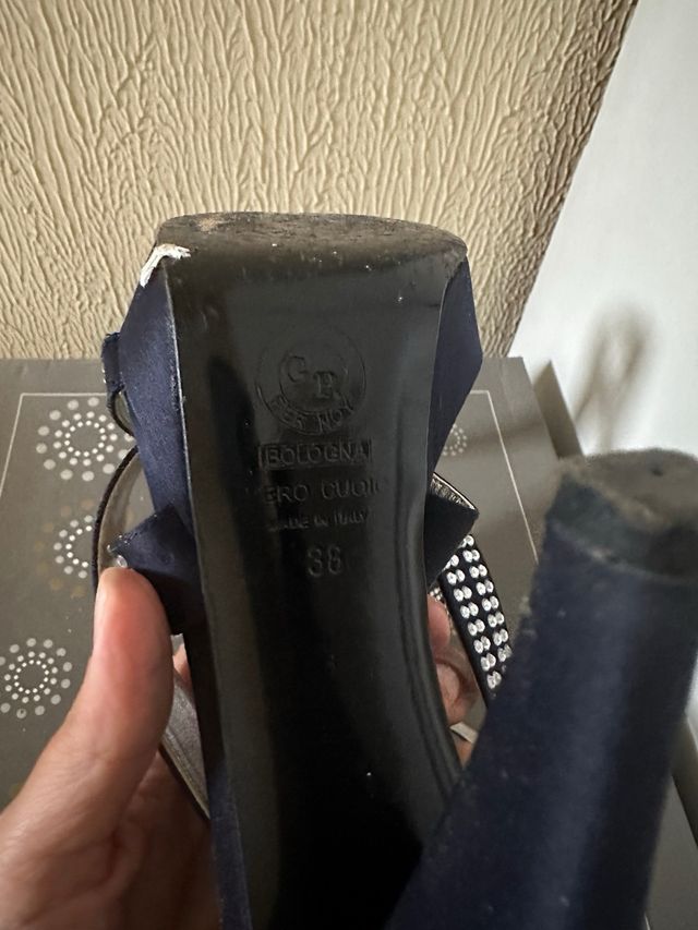 Sandalo tacco con strass 38