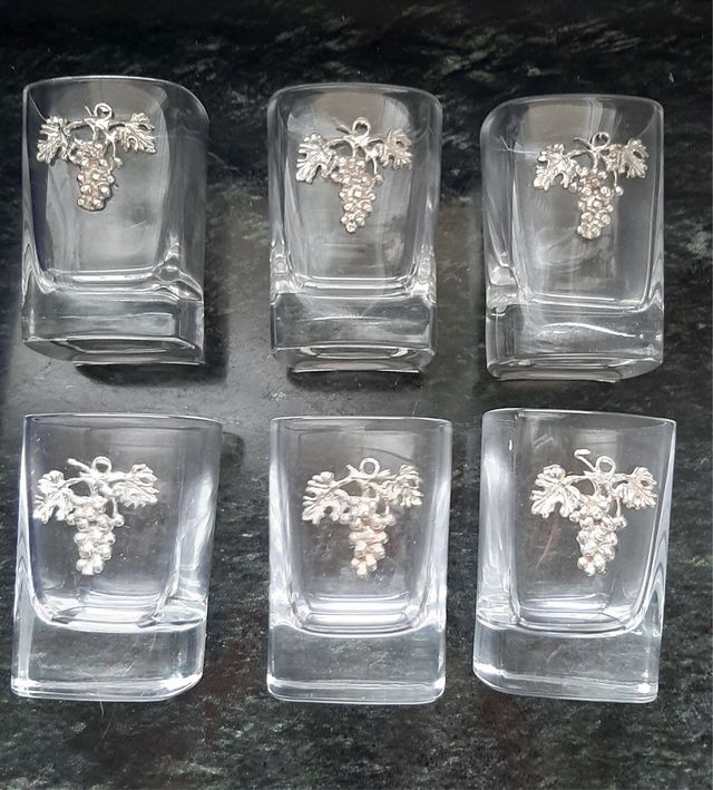 Bicchieri grappa con decorazione argento