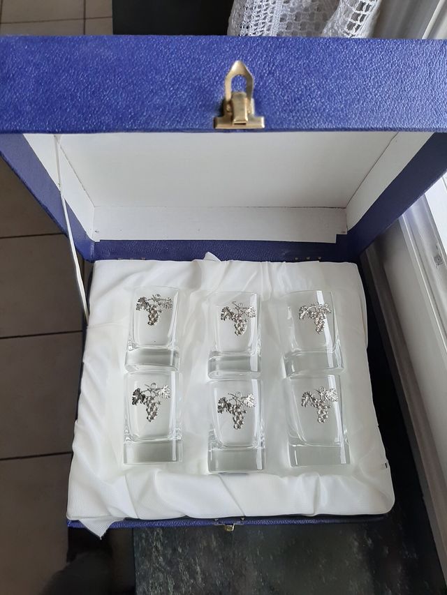Bicchieri grappa con decorazione argento