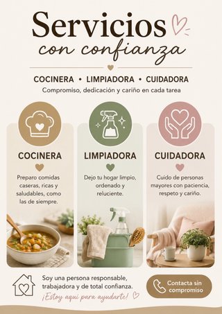 Limpiadora/cuidadora/cocinera