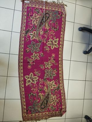 Sciarpa 100% Pashmina oro e fucsia
