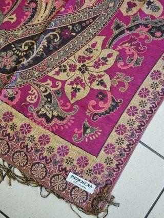 Sciarpa 100% Pashmina oro e fucsia
