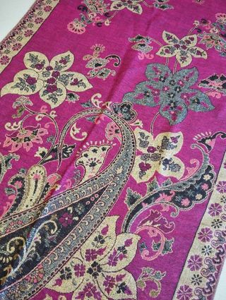 Sciarpa 100% Pashmina oro e fucsia