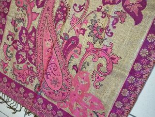 Sciarpa 100% Pashmina oro e fucsia