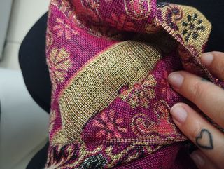 Sciarpa 100% Pashmina oro e fucsia