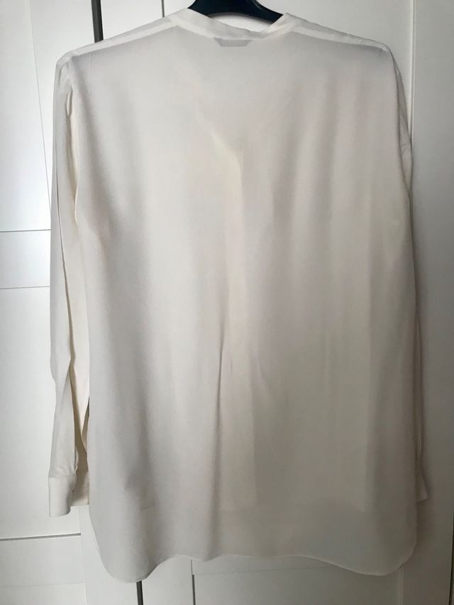 Camisa seda cuello mao blanca Massimo Dutti