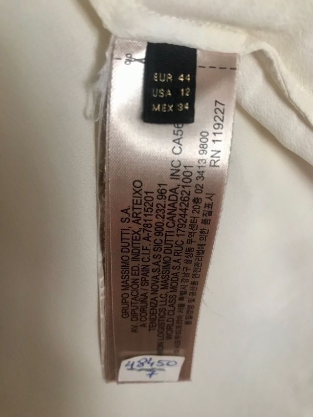 Camisa seda cuello mao blanca Massimo Dutti