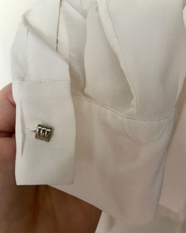 Camisa seda cuello mao blanca Massimo Dutti