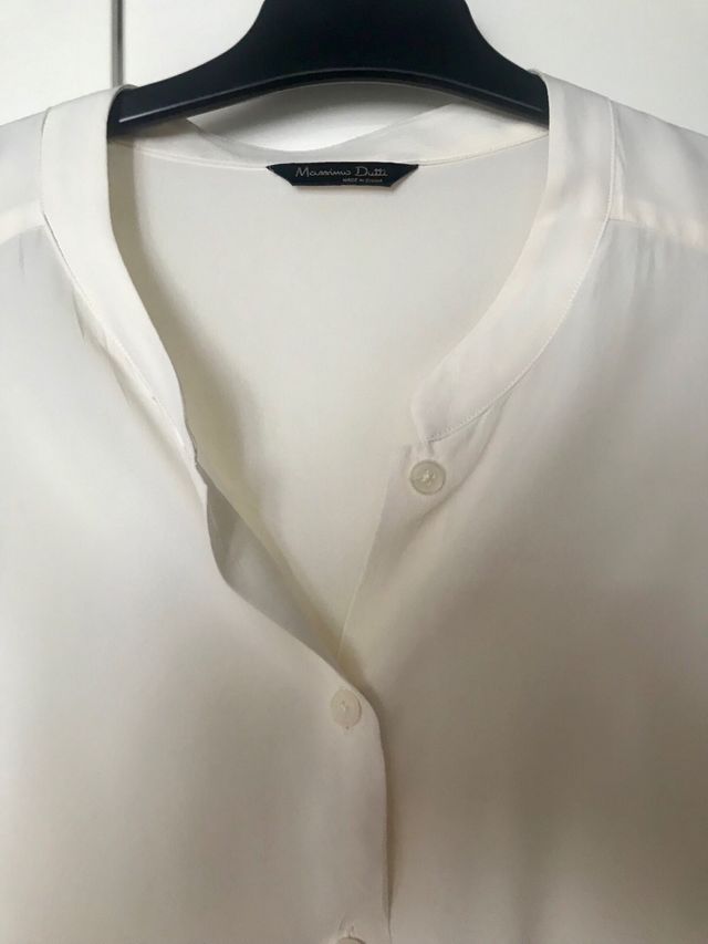 Camisa seda cuello mao blanca Massimo Dutti