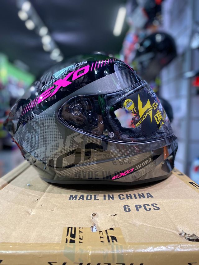 CASCO SCORPION EXO 391 AVAA NEGRO ROSA