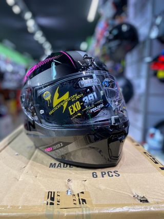 CASCO SCORPION EXO 391 AVAA NEGRO ROSA