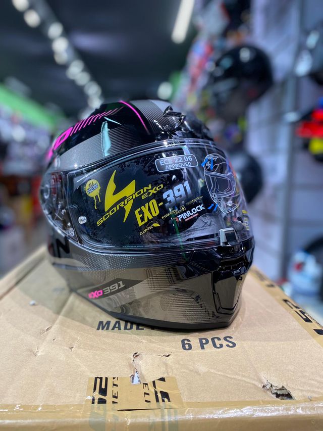CASCO SCORPION EXO 391 AVAA NEGRO ROSA