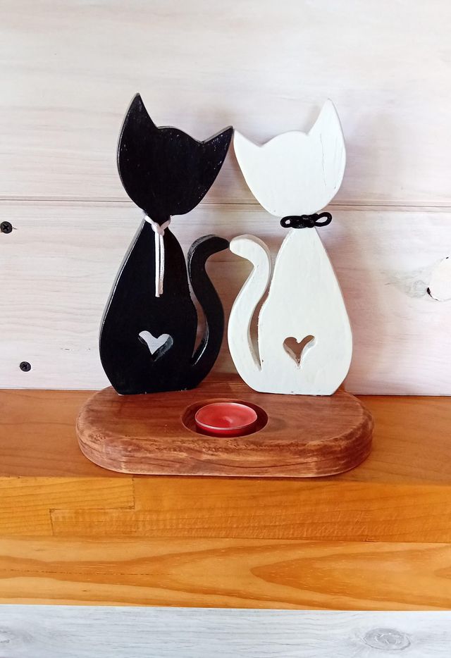 Porta Velas Decoración Madera Hecho a mano